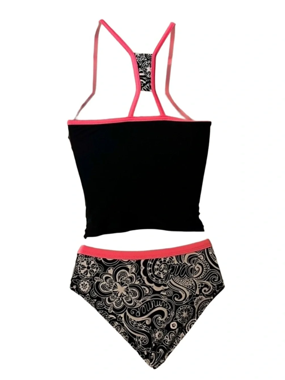 Pink & Black Strap Tankini Set! Girls Size 8! Excellent Condition! - Picture 3 of 5